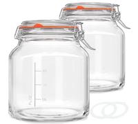 Absovetu Confezione da 2 barattoli in vetro con coperchio ermetico da 2350 ml, grandi barattoli a bocca larga, barattoli rotondi per biscotti, cereali, marmellate, biscotti, decapaggio, caffè