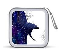 Abstrac Wolf and Dark Night - Custodia per CD divertente, con 40 scomparti per DVD, per auto, casa, viaggi