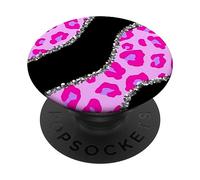 Abstract Animal Spots Retro Hot Pink Black Product PopSockets PopGrip Adesivo