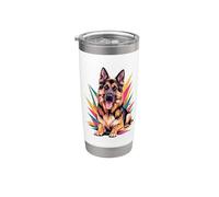 Abstract Art German Shepherd GSD Alsatian Bicchiere termico in acciaio inox doppia parete