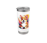 Abstract Art Pembroke Welsh Corgi Corgis Bicchiere termico in acciaio inox doppia parete