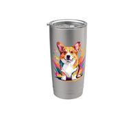 Abstract Art Pembroke Welsh Corgi Corgis Bicchiere termico in acciaio inox doppia parete