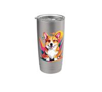 Abstract Art Pembroke Welsh Corgi Corgis Bicchiere termico in acciaio inox doppia parete
