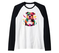 Abstract Art Staffordshire Bull Terrier Staffy Terriers Maglia con Maniche Raglan