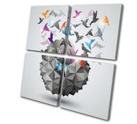 Abstract Birds Geometric Colourful MULTI TELA parete arte foto stampa