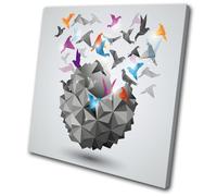 Abstract Birds Geometric Colourful SINGLE TELA parete arte foto stampa