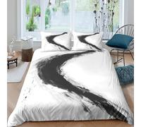 Abstract brushstrokecopripiumino morbida microfibra Set di 3 Pezzi stampa 3D cerniera nascosta Black ink art style Set Di Copripiumino incluso federe per cuscini aiosa for adulti Single（140x200cm）