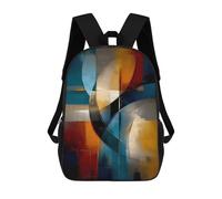 Abstract Curved Intersection - Blue, Gold & Ivory Geometry Zaini Per Bambini, Zaini Scolastici, Borse Scolastiche Alla Moda Stampate in 3D Per Ragazzi, Studenti Delle Scuole Elementari E Medie 17inch