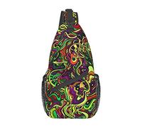 Abstract Doodle Psychedelic Trippy Sling Bag per uomo Donna Crossbody Zaino da viaggio Escursionismo Daypack Petto Borsa a tracolla