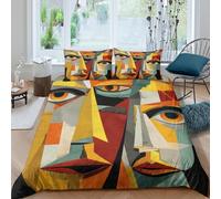 Abstract face artcopripiumino ultra microfibra 3 Pezzi stampa di 3D cerniera nascosta Modern geometric style Set Di Copripiumino incluso federe aiosa morbida for adolescenti Single（135x200cm）