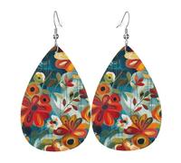 Abstract Flower Orecchini In Pelle A Goccia Per Donne Squisito Orecchini In Pelle Penzolare Eleganti Ciondolo A Goccia Per Appuntamenti Balli Uso Quotidiano