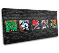 Abstract Funky Brick Wall Graffiti SINGLE TELA parete arte foto stampa