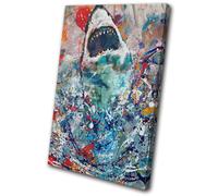 Abstract Great White shark Animals SINGLE TELA parete arte foto stampa