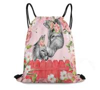Abstract Hand Painting Donkey Flower Borsa con Coulisse Pieghevole Borsa Palestra Stringa Zaino per Vacanze Escursionismo Uomo 36X42Cm
