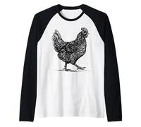 Abstract Hen Illustration Farmhouse Country Graphic Maglia con Maniche Raglan
