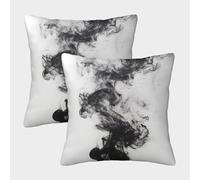 Abstract Ink Swirl-Black Fluid Motion Style Federe Cuscini Per Divano Decorativa Art Fodere Per Cuscini Set 2 Pezzi Con Cerniera Invisibile Sedia Camera Da Letto 40x40cm