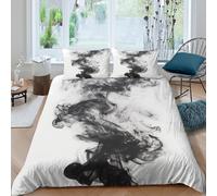 Abstract ink swirlcopripiumino microfibra 3 pezzi motivo 3D cerniera nascosta Black fluid motion Set Di Copripiumino con federe per cuscini soffice for bambini e adolescenti Super king（260x220cm）