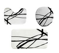 Abstract Lines For Your Messy Black And White Paint Set Di Tappetini Da Bagno 3 Pezzi, Tappeto Con Profilo A U Lavabile Zerbino Per Servizi Igienici La Casa