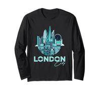 Abstract London England Skyline Illustration Graphic Design Maglia a Manica