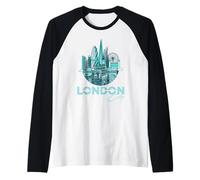 Abstract London England Skyline Illustration Graphic Design Maglia con Maniche Raglan