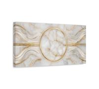 Abstract Marble Pattern White And Gold Canvas Print - Luxury Living Room, Large Wall 20×10 inch (50×25 cm) - Horizontal / 1.25 inch (3 cm)
