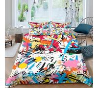 Abstract paint splashSet Di Copripiumino microfibra 3 Pezzi stampa 3D con cerniera Vibrant street art copripiumino con federa traspirante ultra morbido e traspirante for bambini Double（200x200cm）