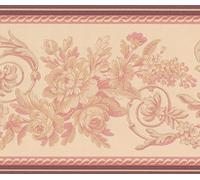 Abstract Red Cream Vines Floral Wallpaper Border design retrò, roll 15 'x 15,2 cm