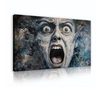 Abstract retrò grandi stampe su tela di canapa arte della parete spaventosa espressione facciale poster di arte della parete per soggiorno sala giochi lavanderia home decor 30x50cm innerframe