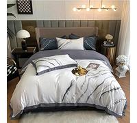 Abstract Stripe Art Style Coperpedini di coperture in Marmo Grigio Bianco al Set da Letto Traspirante Regina re 4pcs 8m Bed-4 (Colore: (1)