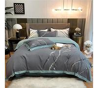Abstract Stripe Art Style Copripiumino Set Cotone Bianco di Ricamo in Marmo Grigio da per Letti Traspiranti Regina re 4pcs 8m Letto-4 (Colore: (2)