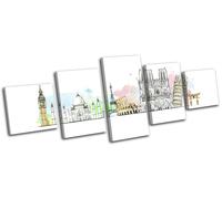 Abstract Travel World Landmarks City MULTI TELA parete arte foto stampa