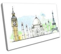 Abstract Travel World Landmarks City SINGLE TELA parete arte foto stampa