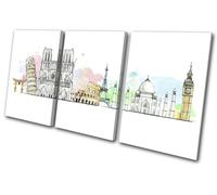 Abstract Travel World Landmarks City TREBLE TELA parete arte foto stampa