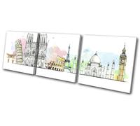 Abstract Travel World Landmarks City TREBLE TELA parete arte foto stampa