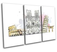 Abstract Travel World Landmarks City TREBLE TELA parete arte foto stampa