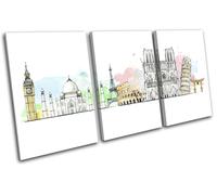 Abstract Travel World Landmarks City TREBLE TELA parete arte foto stampa