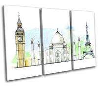 Abstract Travel World Landmarks City TREBLE TELA parete arte foto stampa