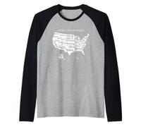 Abstract United States of America Graphic Map with USA Flag Maglia con Maniche Raglan