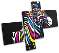 Abstract Zebra Animals MULTI TELA parete arte foto stampa