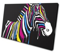 Abstract Zebra Rainbow Paint Animals SINGLE TELA parete arte foto stampa