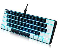 abucow Tastiera da gioco minimalista portatile cablata ultra-compatta mini imitazione 61 tasti tastiera retroilluminata RGB (nero-bianco)