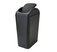 Abuff Pattumiera piccola con coperchio, 12 litri, in plastica, nera, con coperchio, per ufficio, camera da letto, bagno