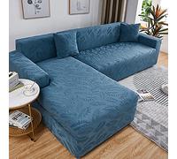 ABUKJM copridivano angolare Elasticizzato Jacquard con penisola Combinazione Soggiorno, Quattro Stagioni Universale Adatto per la Maggior Parte dei divani (Peacock Blue,2 Seater And 2 Seater)
