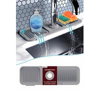 Abulun paraspruzzi lavello cucina-45cm Grigio Tappetino per Rubinetto-Tappetino Silicone Proteggi lavandino Cucina-scolapiatti da appoggio per lavello