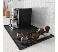 Abulun tappetino per macchina da caffè in silicone e tappetino per manomissione caffè staccabile set 2 in 1, vassoio per macchina da caffè per protezione da banco con area di asciugatura dei piatti