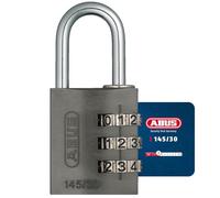 Abus 145/30 AB145/30 TITANIO, Grigio | Codice a 3 cifre regolabile, arco a molla - per valigie, armadietti e cassette - 31,5 x 65 mm, 55 g