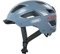 ABUS Casco da bici con luce - Hyban 2.0 LED Luce anteriore e posteriore robusta calotta rigida per uomo donna Blu lucido, taglia L