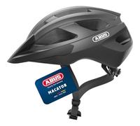 Abus, Casco per bici da corsa ABUS Macator, casco da bici sportivo per principianti, adatto per capelli raccolti a coda, per uomo e donna, grigio, taglia S