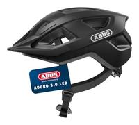 ABUS Casco da bicicletta Aduro 3.0 LED - Casco sportivo da città dal design elegante per escursioni quotidiane e sportive - con fanale posteriore - per uomo e donna - taglia M, nero