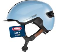Casco urban ABUS HUD-Y - luce posteriore a LED magnetica e ricaricabile con chiusura magnetica - casco da bici alla moda per l'uso quotidiano - per uomo e donna - blu, taglia L